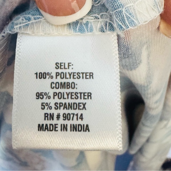 MSK Rhinestone Trim‎ Cape Overlay Dress Blue/Pink Floral Sleeveless Stretch Sz L - Picture 10 of 13